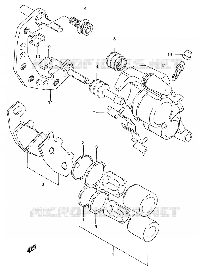 FRONT CALIPER (MODELE L/M/N/P/R) Suzuki MOTO 800 VX 1991  VX800M(E4)
