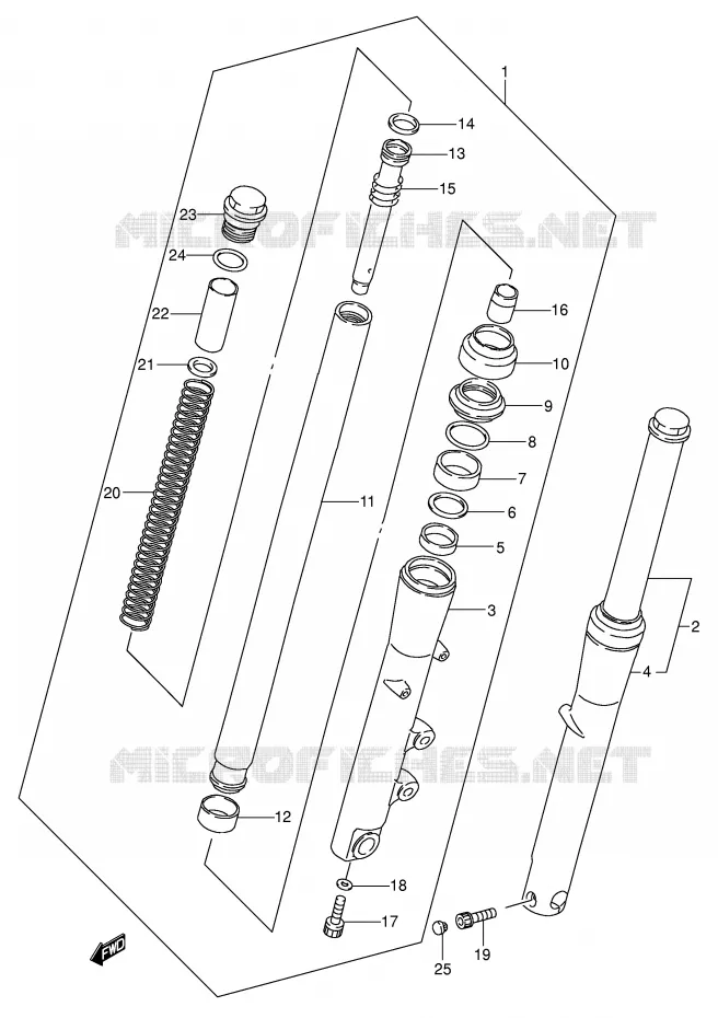 FRONT SCHOKDEMPER (MODELE K1/K2/K3/K4) Suzuki MOTO 800 INTRUDER 2004  VS800GLK4(E3/E28)