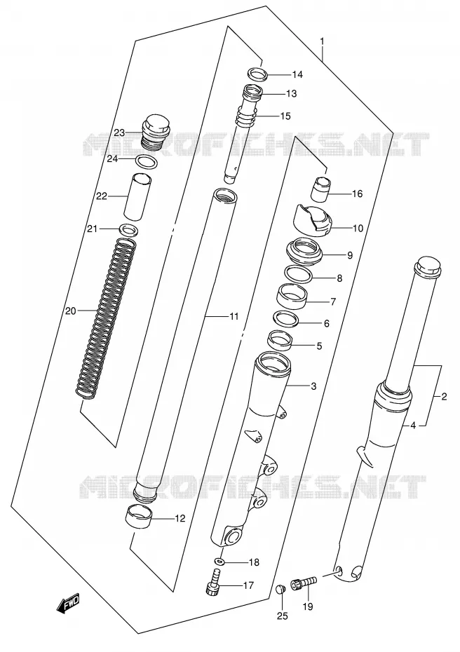 FRONT SCHOKDEMPER (MODELE K5) Suzuki MOTO 800 INTRUDER 2004  VS800GLK4(E3/E28)