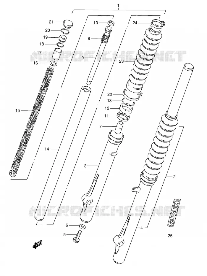 FRONT SCHOKDEMPER Suzuki MOTO 50 TS-X 1994  TS50XKR(E1)