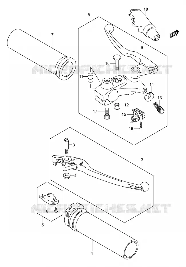 HANDGRIPS - LEVERS Suzuki MOTO 800 VOLUSIA 2003  VL800ZK3(E2)