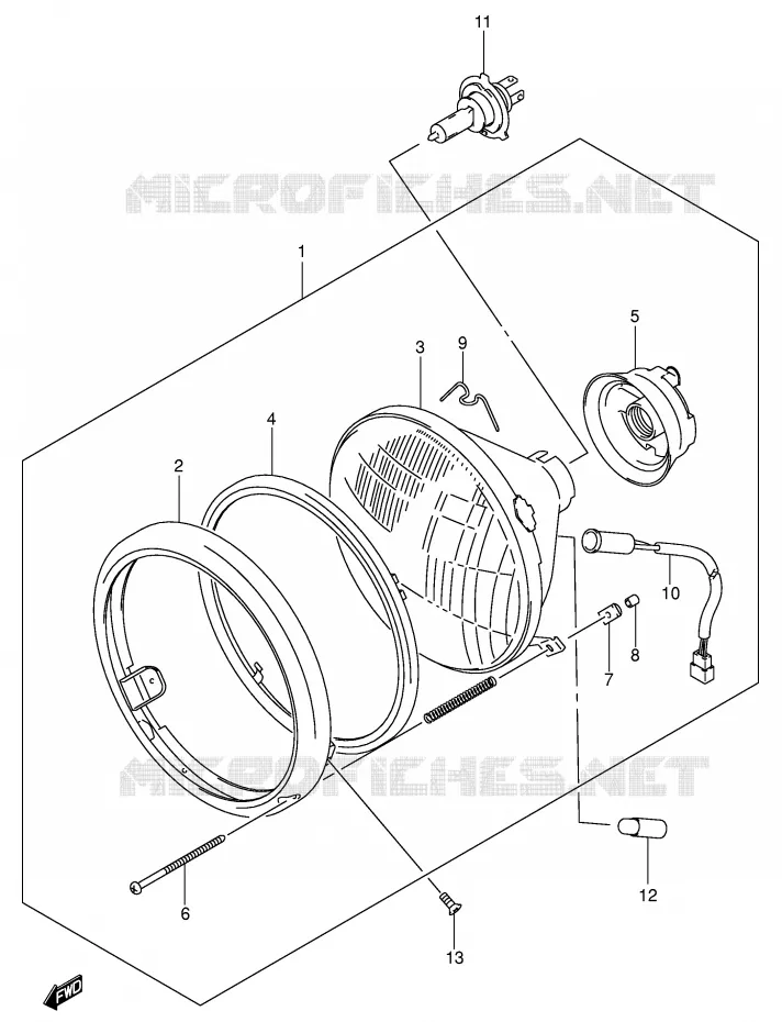 KOPLAMP (MODELE K1/K2/K3/K4 E2,E19) Suzuki MOTO 800 VOLUSIA 2004  VL800K4(E2)