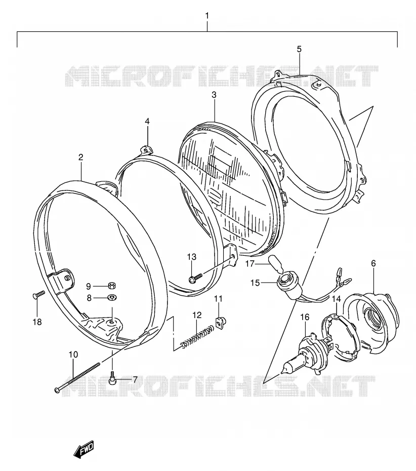KOPLAMP (MODELE L/M/N E1,E2) Suzuki MOTO 800 VX 1990  VX800L(E4)