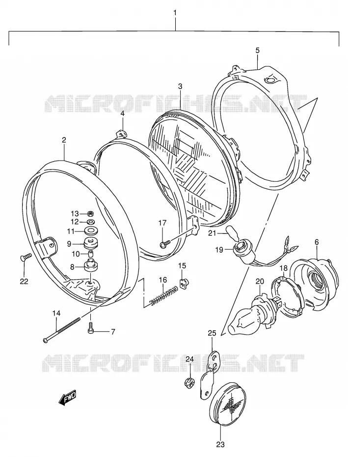 KOPLAMP (MODELE L/M/N EXCEPTE E1,E2) Suzuki MOTO 800 VX 1996  VX800UT(E4)