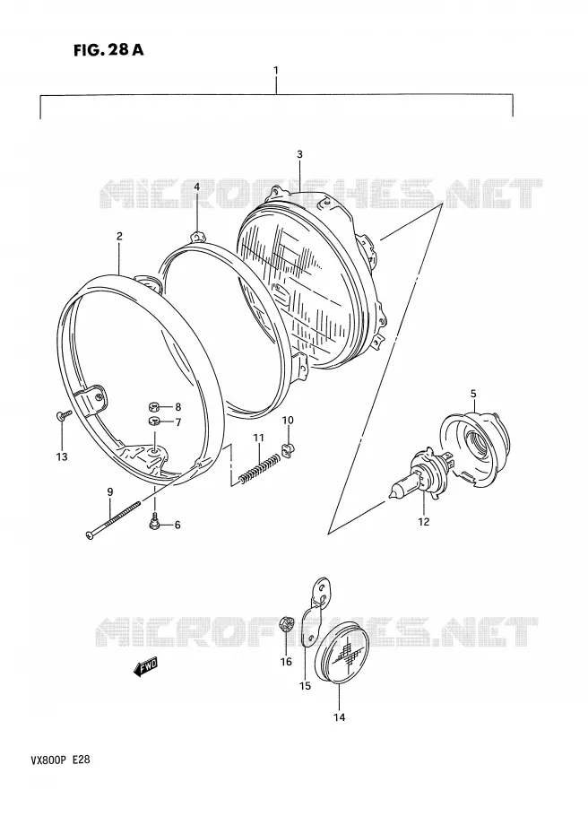 KOPLAMP (MODELE P) Suzuki MOTO 800 VX 1990  VX800L(E28)