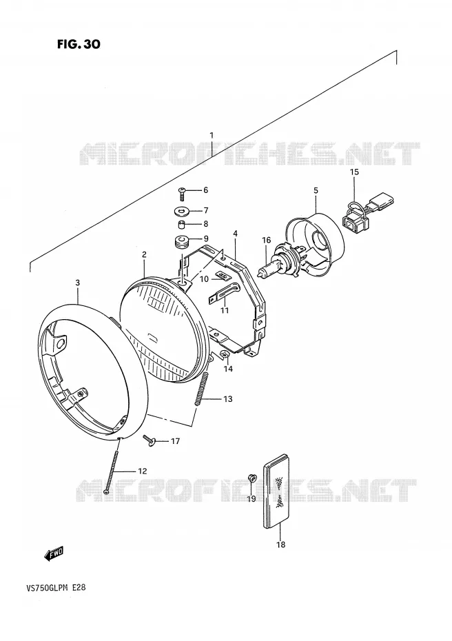 KOPLAMP Suzuki MOTO 750 INTRUDER 1991  VS750GLPM(E28)