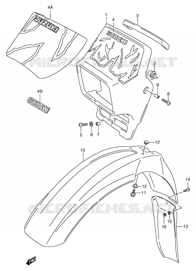 KUIPJE (MODELE M/N/P/R) Suzuki MOTO 125 TS-R 1994  TS125RR(E2)