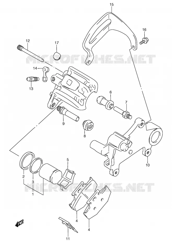 REAR CALIPER (MODELE L/M/N/P) Suzuki MOTO 125 TS-R 1989  TS125RK(E2)