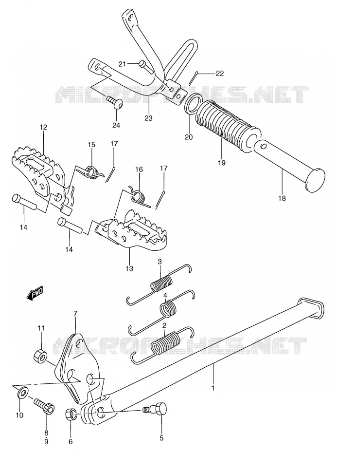 STAND - FOOTREST (MODELE R) Suzuki MOTO 125 TS-R 1993  TS125RP(E2)