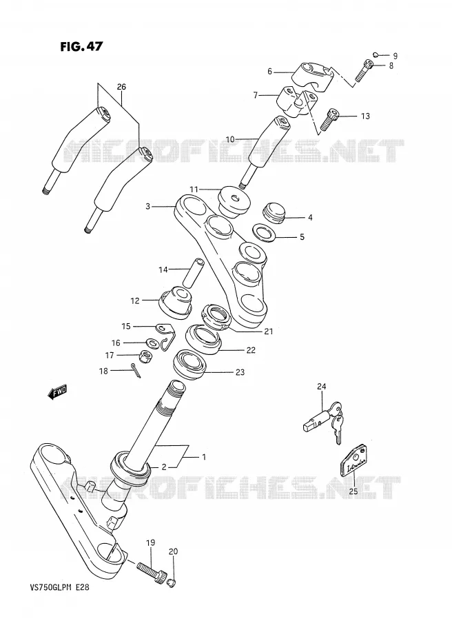 STUURKOLOM (MODELE F/G) Suzuki MOTO 750 INTRUDER 1987  VS750GLPH(E28)