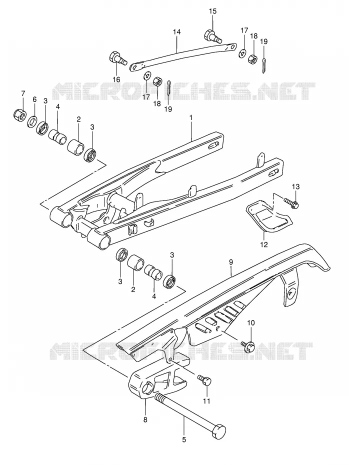 SWINGARM (MODELE M E17) Suzuki MOTO 50 TS-X 1988  TS50XKJ(E1)