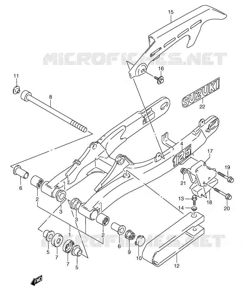 SWINGARM (MODELE M/N/P) Suzuki MOTO 125 TS-R 1991  TS125RM(E2)