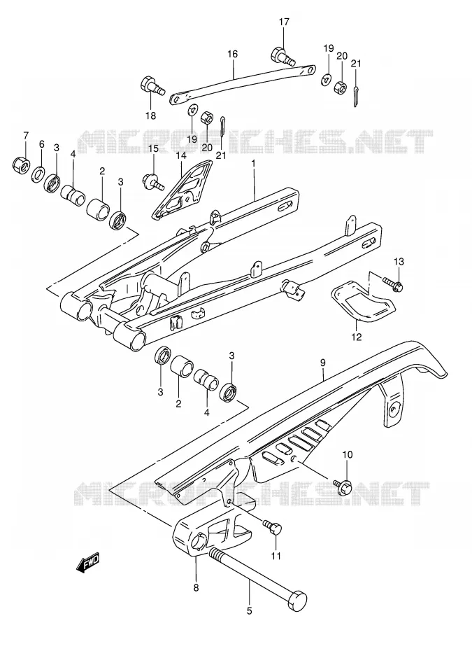 SWINGARM (MODELE M/R E22) Suzuki MOTO 50 TS-X 1986  TS50XKG(E1)