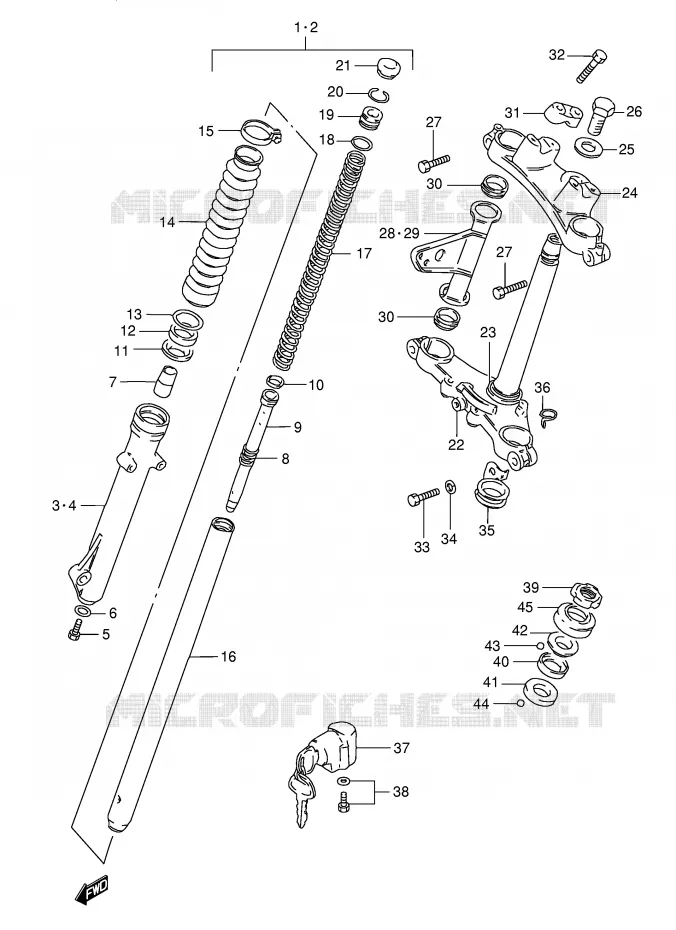 VOORVORK (MODELE R P9) Suzuki MOTO 125 TS-ER 1992  TS125ERCN(E1)