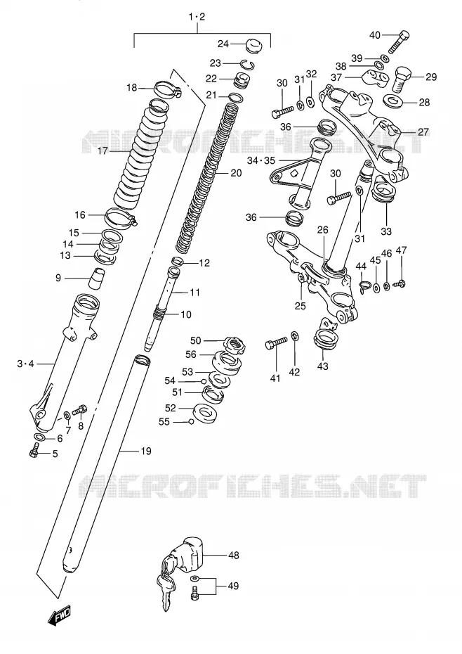 VOORVORK (MODELE Z/L E9,MODELE Z E95) Suzuki MOTO 125 TS-ER 1992  TS125ERCN(E1)
