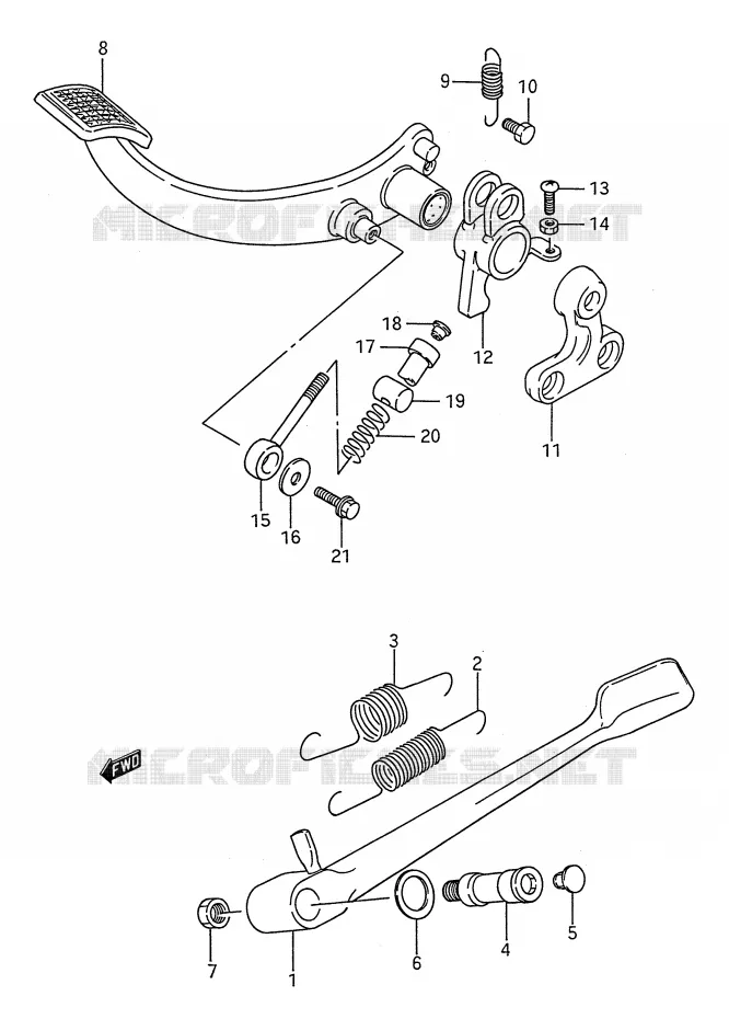 ZIJ STAND - ACHTER REMPEDAAL Suzuki MOTO 1400 INTRUDER 1994  VS1400GLPR(E28)