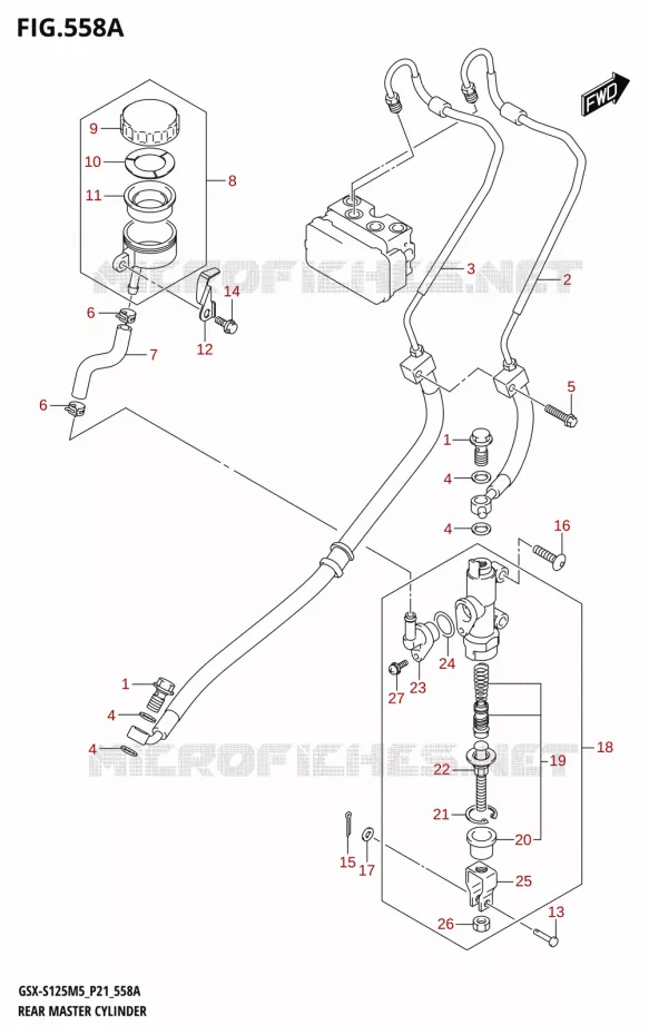 ACHTER hoofdremcilinder Suzuki MOTO 125 GSX-S 2025  GSX-S125RL / GSX-S125RLX M5 (P21)