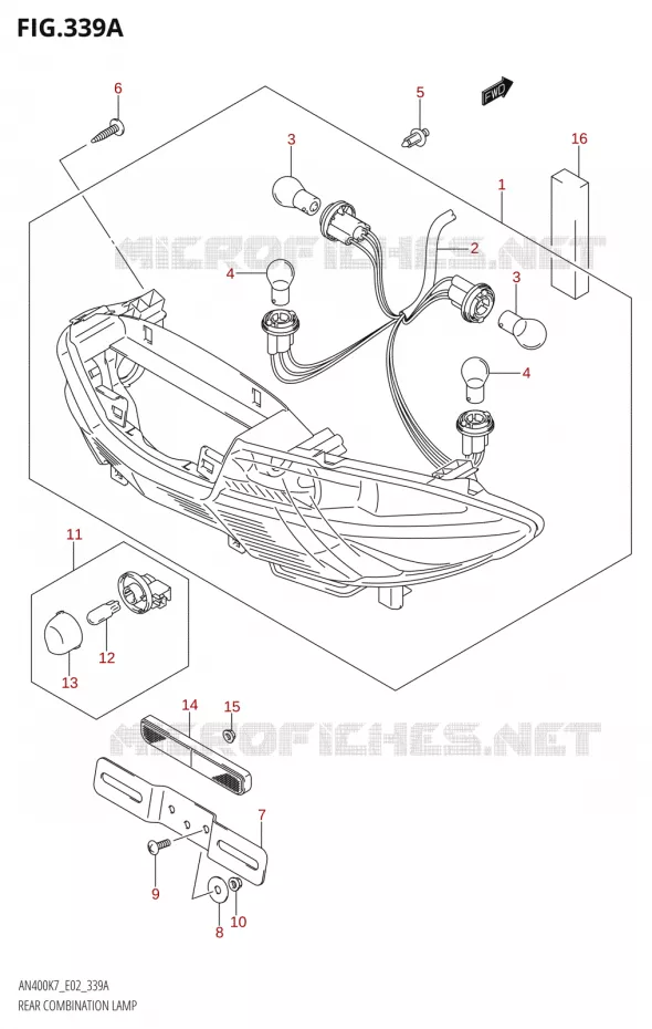 ACHTERLICHT Suzuki SCOOTER 400 BURGMAN 2007  AN400 K7 (E02,E19,E24,E54)
