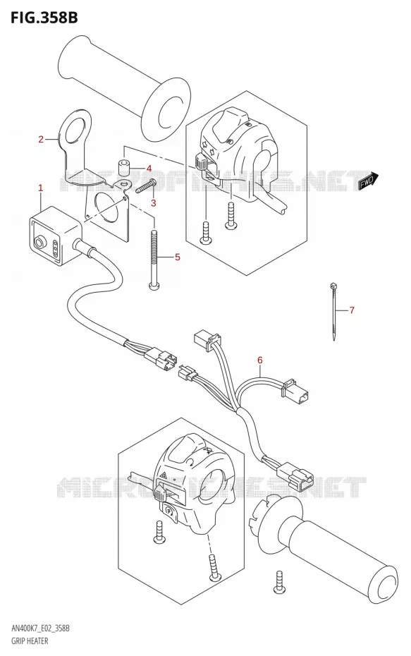 GRIP HEATER (AN400Z:(K9,L0)) Suzuki SCOOTER 400 BURGMAN 2007  AN400K7(E2)