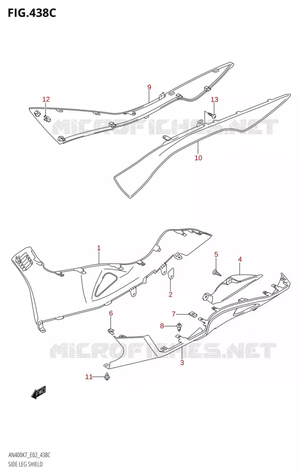 ONDERAANKLEDING (L0) Suzuki SCOOTER 400 BURGMAN 2007  AN400K7(E2)