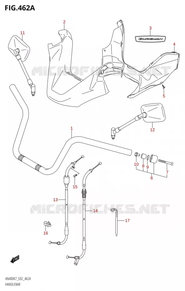 STUUR Suzuki SCOOTER 400 BURGMAN 2007  AN400 K7 (E02,E19,E24,E54)