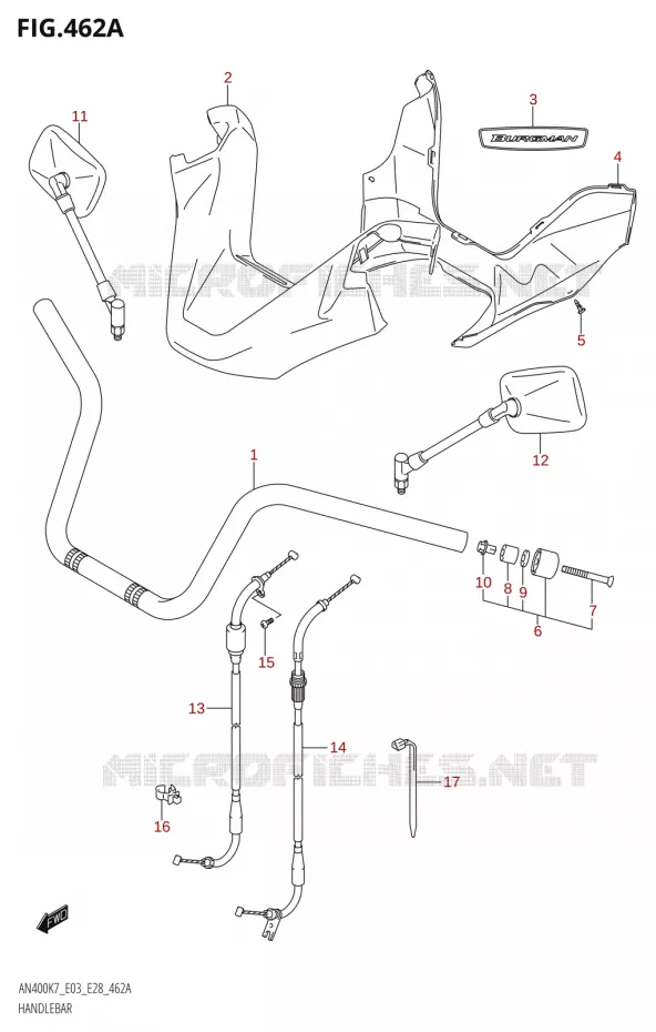 STUUR Suzuki SCOOTER 400 BURGMAN 2007  AN400 K7 (E03,E28,E33)