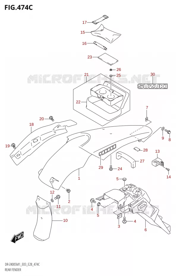 ACHTERSPATBORD (DR-Z400S) Suzuki MOTO 400 DR-Z 2021  DR-Z400S 2021 M1 (E28)
