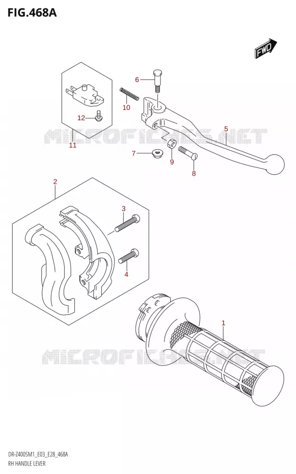 REMHEVEL - GAS HANDVAT Suzuki MOTO 400 DR-Z 2021  DR-Z400S 2021 M1 (E28)