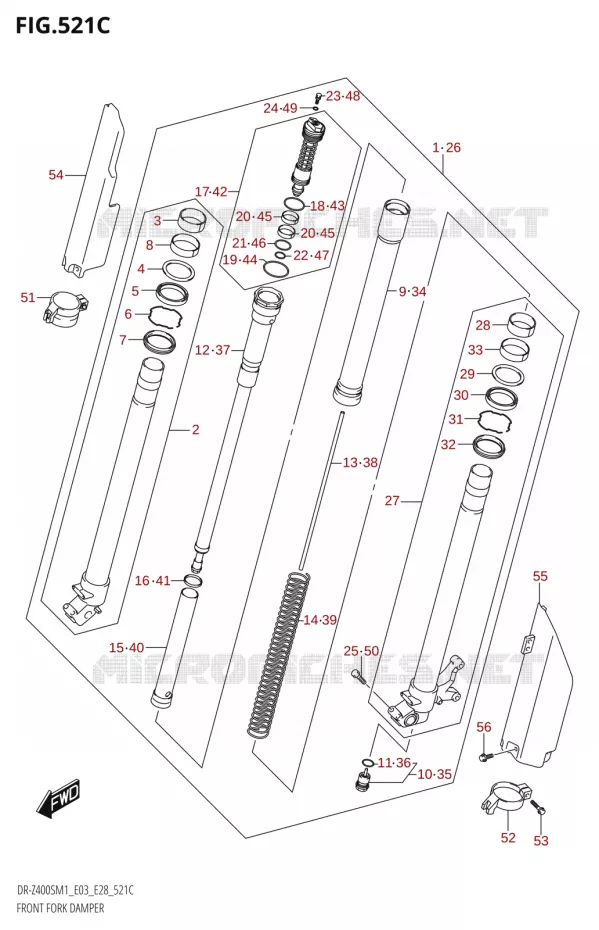 VOORVORK (DR-Z400SM) Suzuki MOTO 400 DR-Z 2021  DR-Z400S 2021 M1 (E28)
