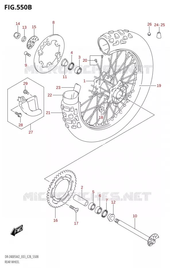 ACHTERWIEL (DR-Z400S) Suzuki MOTO 400 DR-Z 2022  DR-Z400S 2022 M2 (E28)