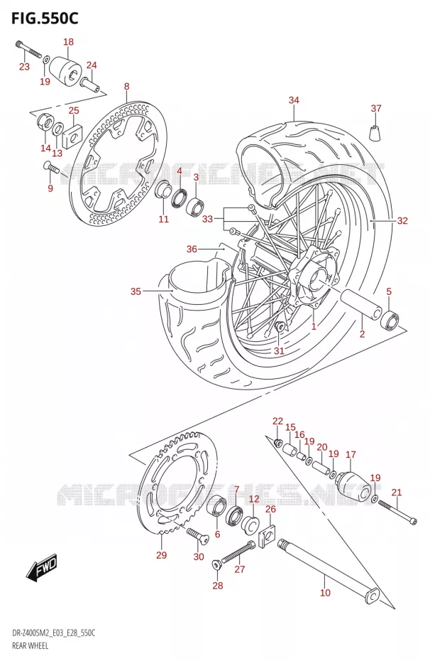 ACHTERWIEL (DR-Z400SM) Suzuki MOTO 400 DR-Z 2022  DR-Z400S 2022 M2 (E28)