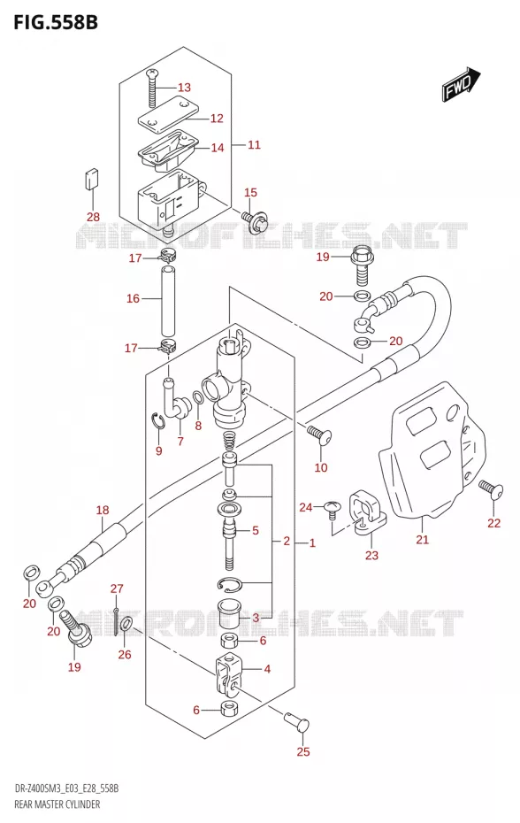 ACHTER hoofdremcilinder (DR-Z400S:M3:E28) Suzuki MOTO 400 DR-Z 2023  DR-Z400SM3 E28 2023 M3