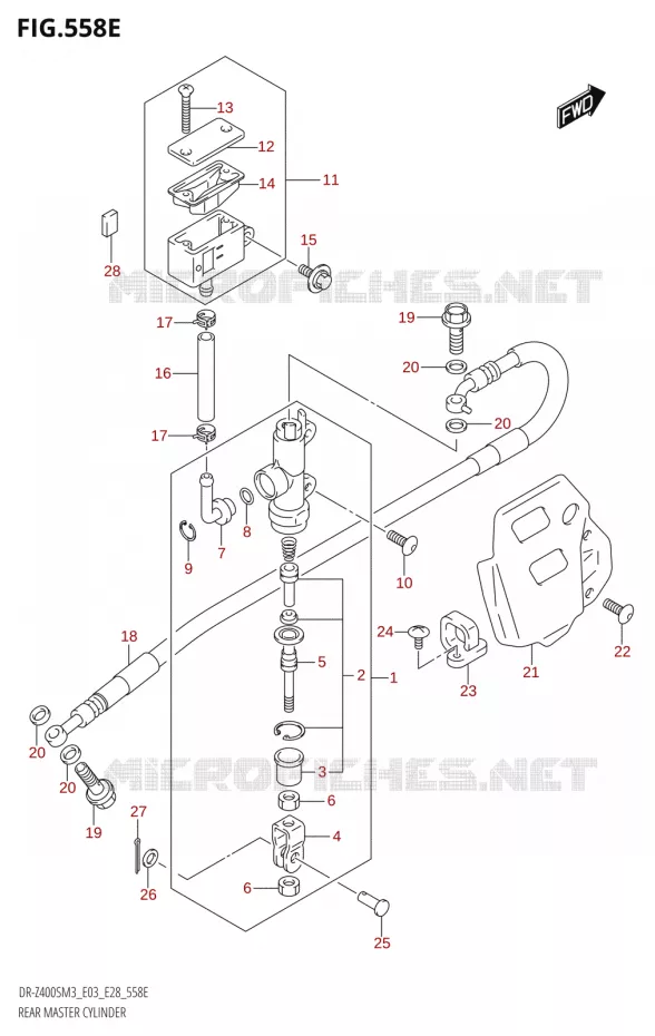 ACHTER hoofdremcilinder (DR-Z400SM:M3:E28) Suzuki MOTO 400 DR-Z 2023  DR-Z400SM3 E28 2023 M3
