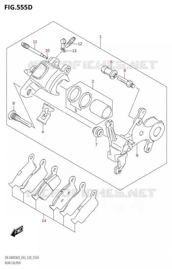 REAR CALIPER (DR-Z400SM:M3:E03) Suzuki MOTO 400 DR-Z 2023  DR-Z400SM3 E28 2023 M3