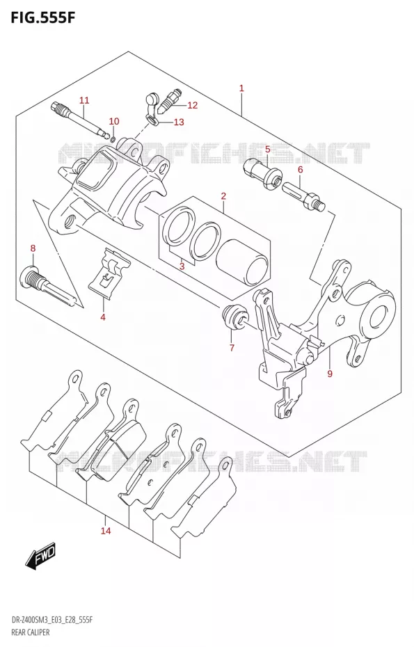 REAR CALIPER (DR-Z400SM:M3:E33) Suzuki MOTO 400 DR-Z 2023  DR-Z400SM3 E28 2023 M3