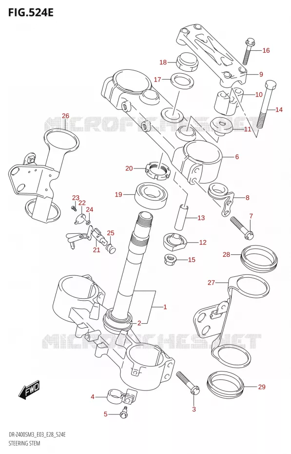 STUURKOLOM (DR-Z400SM:M3:E28) Suzuki MOTO 400 DR-Z 2023  DR-Z400SM3 E28 2023 M3