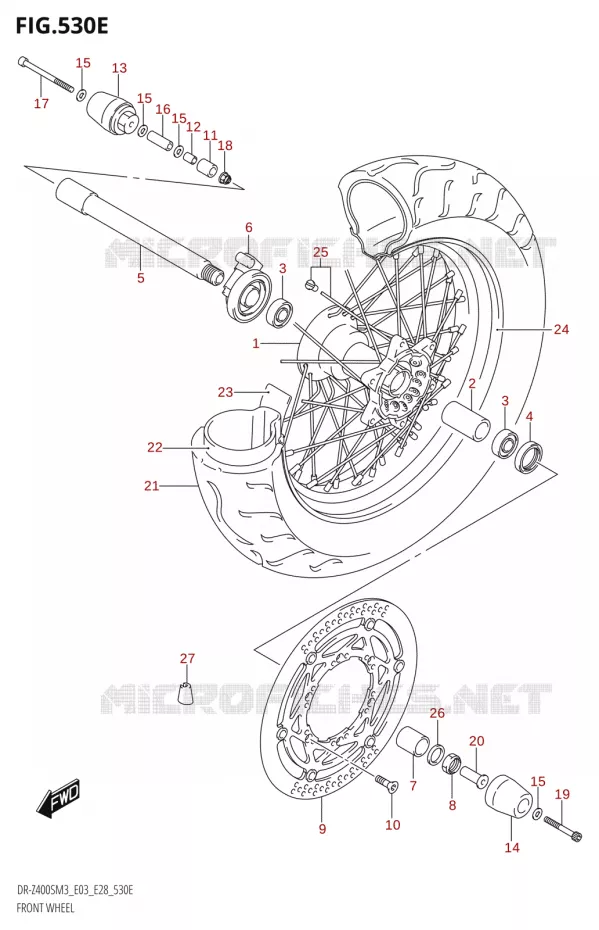 VOORWIEL (DR-Z400SM:M3:E28) Suzuki MOTO 400 DR-Z 2023  DR-Z400SM3 E28 2023 M3