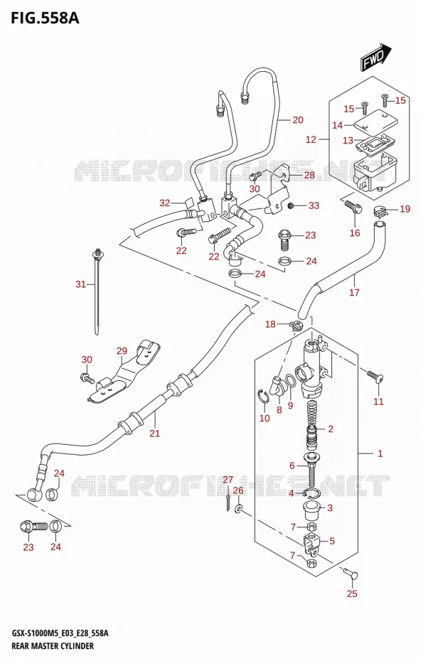 ACHTER hoofdremcilinder Suzuki MOTO 1000 GSX-S 2025  GSX-S1000RQM5 E28 2025 M5 (E28)