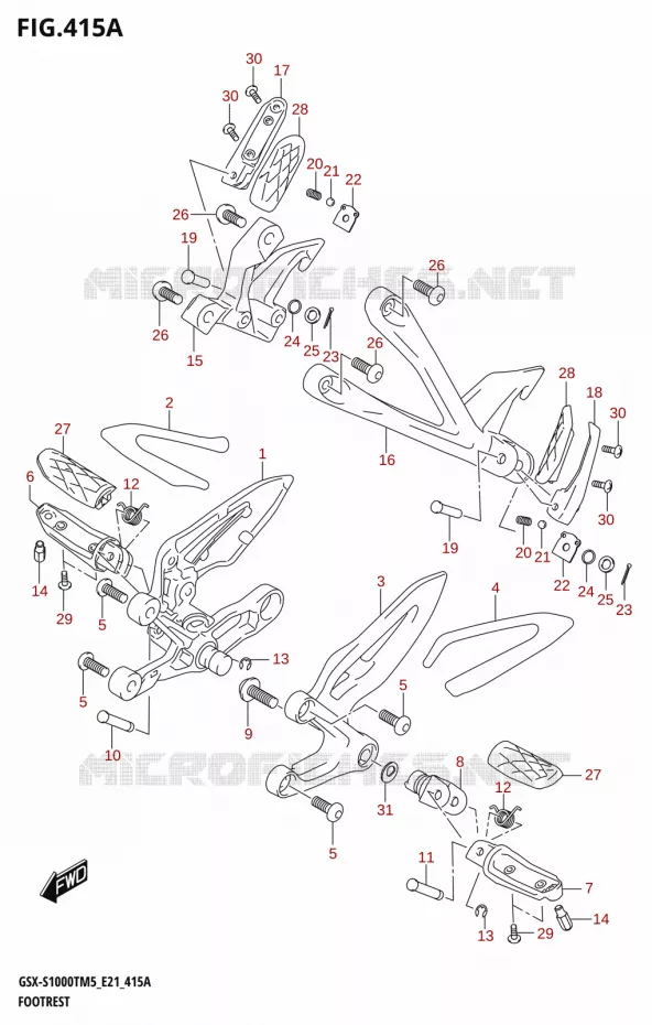 FOOTREST Suzuki MOTO 1000 GSX-S 2025  GSX-S1000TRQM5 E21 2025 M5 (E21)