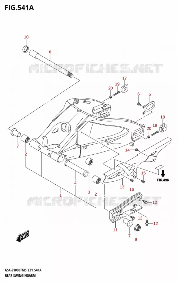 SWINGARM Suzuki MOTO 1000 GSX-S 2025  GSX-S1000TRQM5 E21 2025 M5 (E21)