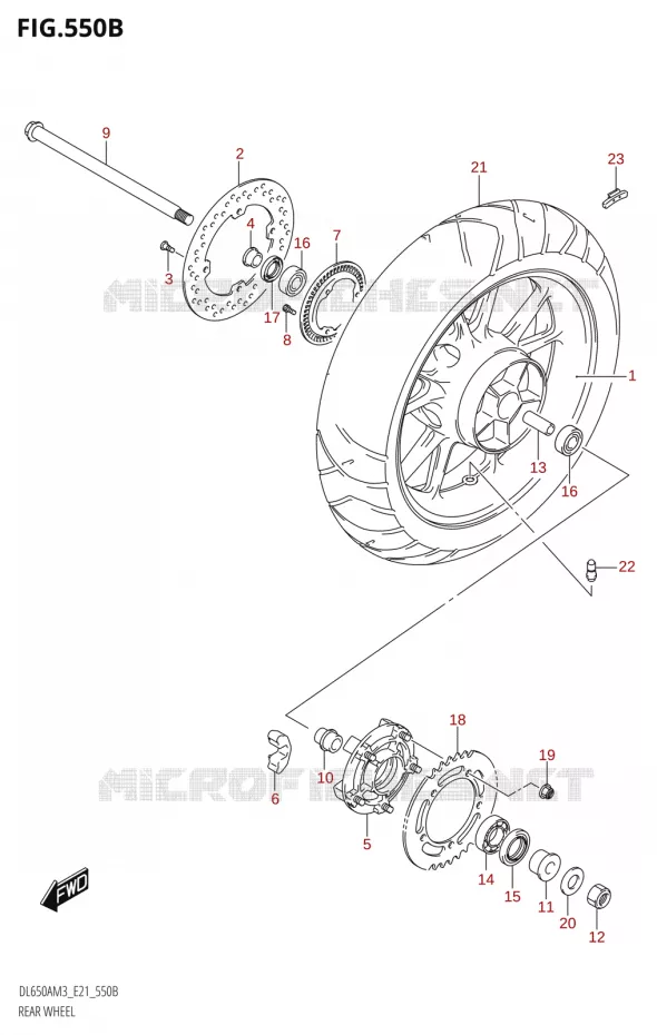 ACHTERWIEL (DL650AU:M3:E21) Suzuki MOTO 650 V-STROM 2023  DL650AM3