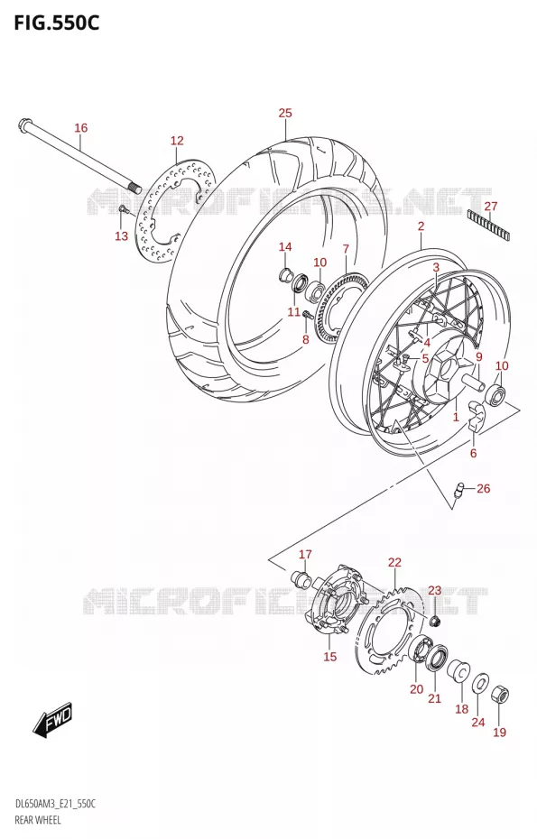 ACHTERWIEL (DL650XA:M3:E21) Suzuki MOTO 650 V-STROM 2023  DL650AM3