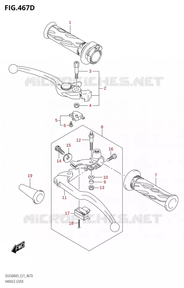 HEFBOMEN - HANDGRIPS (DL650XAU:M3:E21) Suzuki MOTO 650 V-STROM 2023  DL650AM3