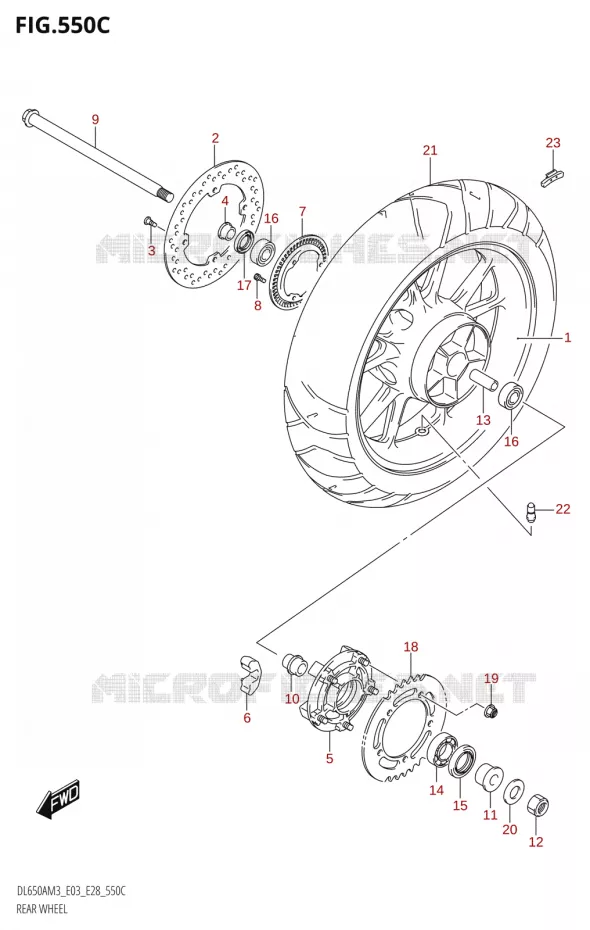 ACHTERWIEL (DL650A:M3:E33) Suzuki MOTO 650 V-STROM 2023  DL650AM3