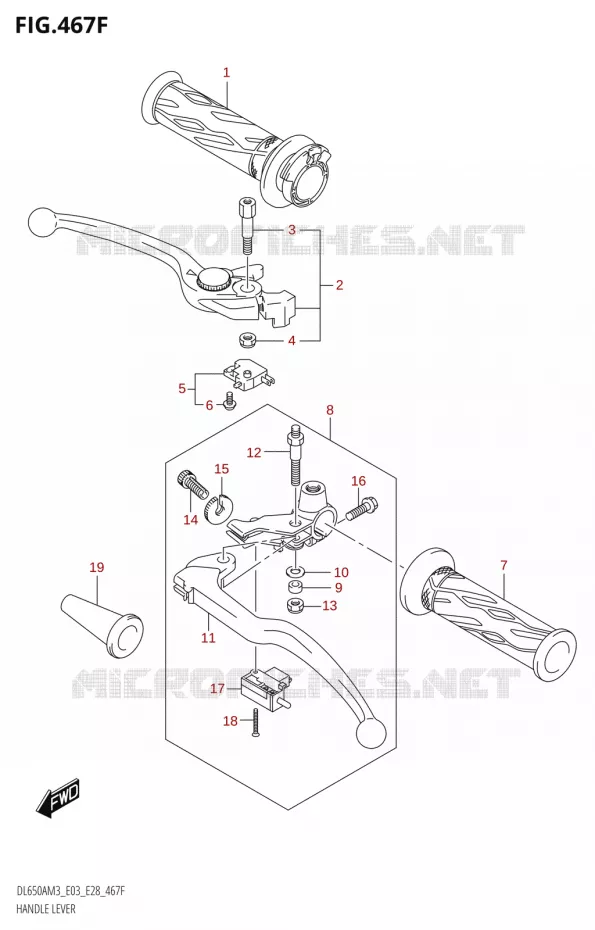 HEFBOMEN - HANDGRIPS (DL650XA:M3:E33) Suzuki MOTO 650 V-STROM 2023  DL650AM3