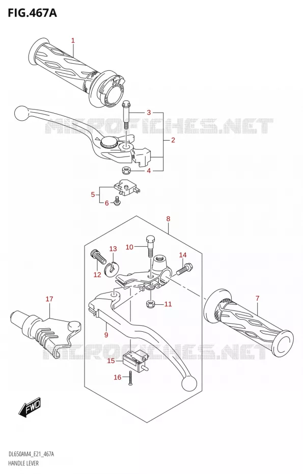 HEFBOMEN - HANDGRIPS (DL650A:M4:E21) Suzuki MOTO 650 V-STROM 2024  DL650AM4