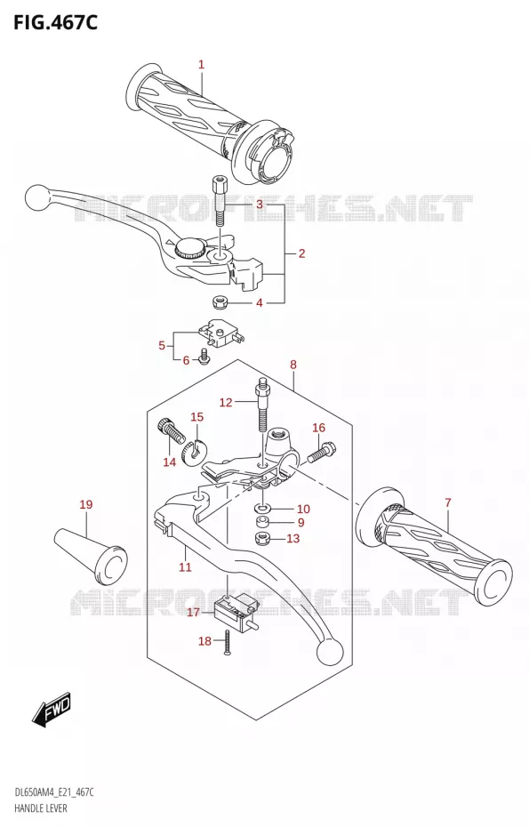 HEFBOMEN - HANDGRIPS (DL650XA:M4:E21) Suzuki MOTO 650 V-STROM 2024  DL650AM4