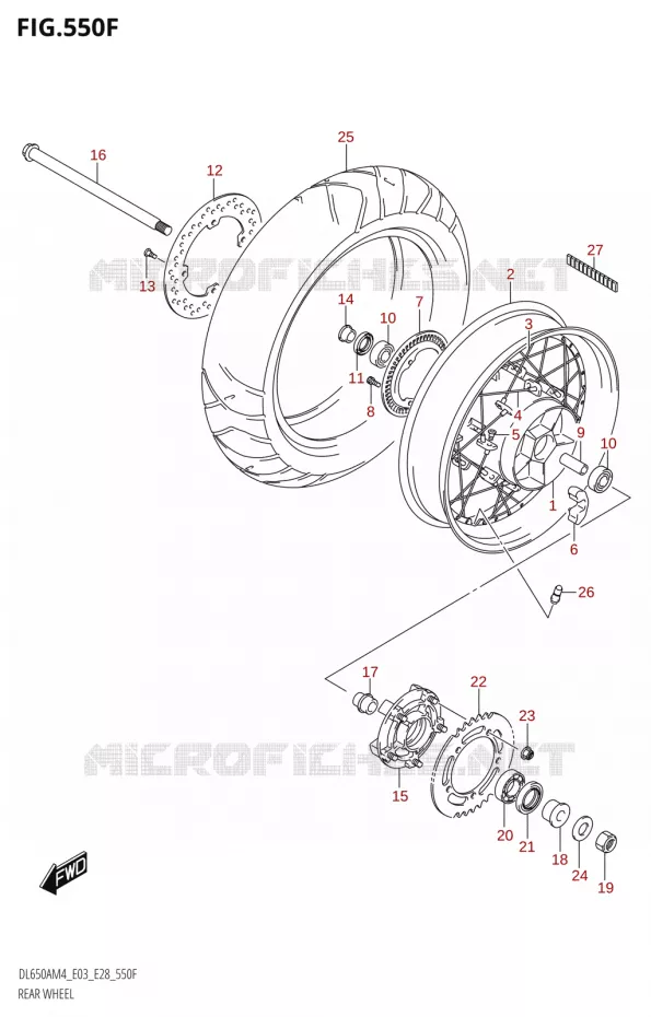 ACHTERWIEL (DL650XA:M4:E33) Suzuki MOTO 650 V-STROM 2024  DL650AM4