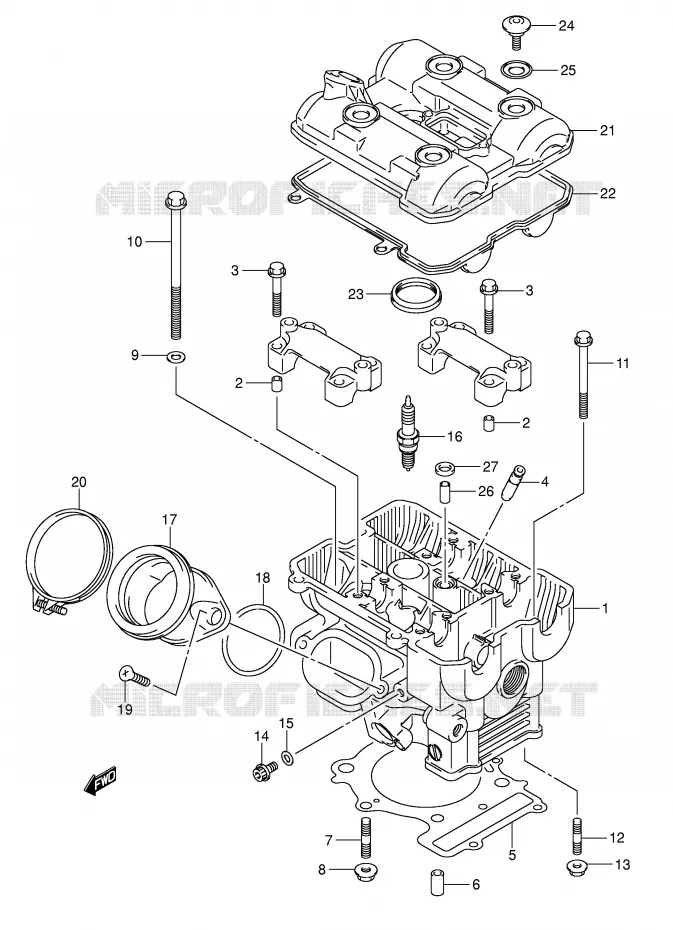 ACHTER CILINDERKOP Suzuki MOTO 1000 V-STROM 2005  DL1000K5(E2)
