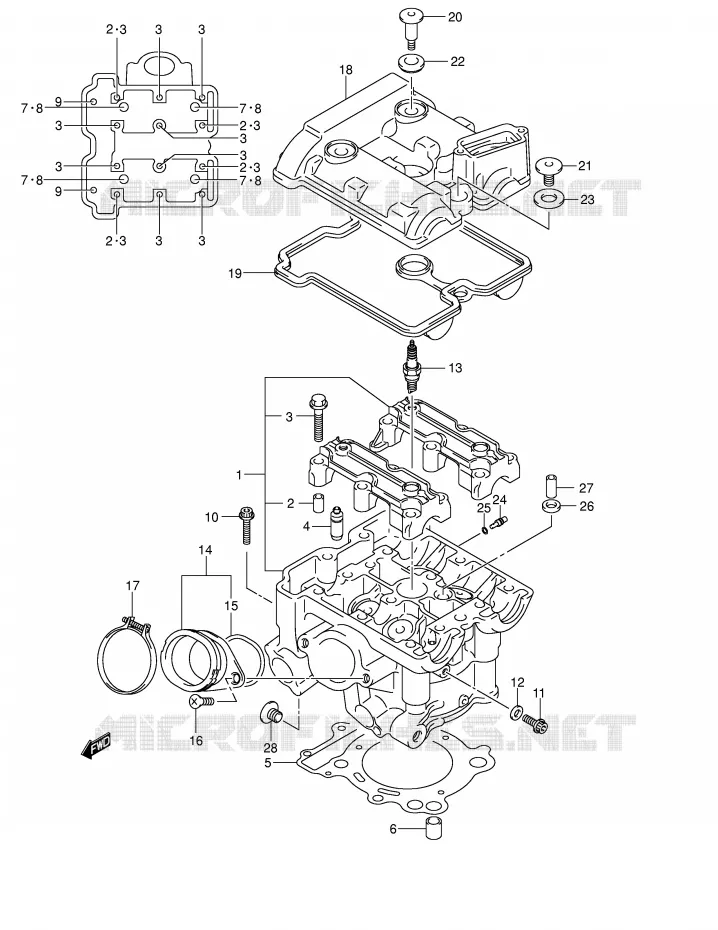 ACHTER CILINDERKOP Suzuki MOTO 650 V-STROM 2004  DL650U3K4(E2)